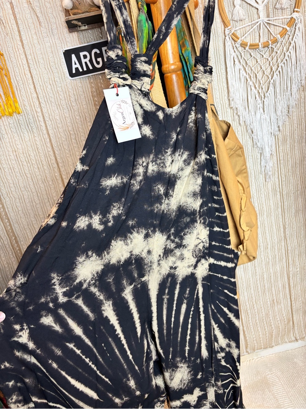 Tie-Dye Wide-Leg Jumpsuit - Black & Cream